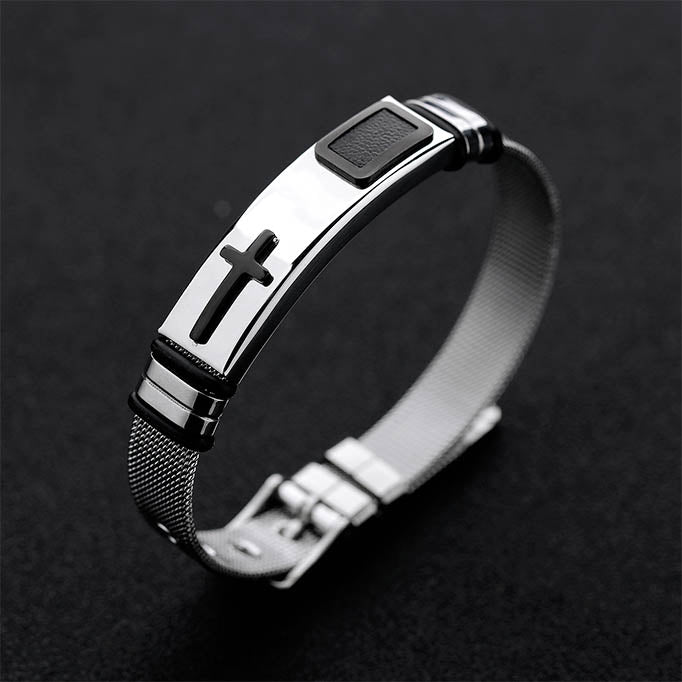 Men's cross steel bracelet – Egard Watch Company