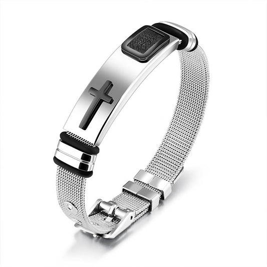 Men's cross steel bracelet