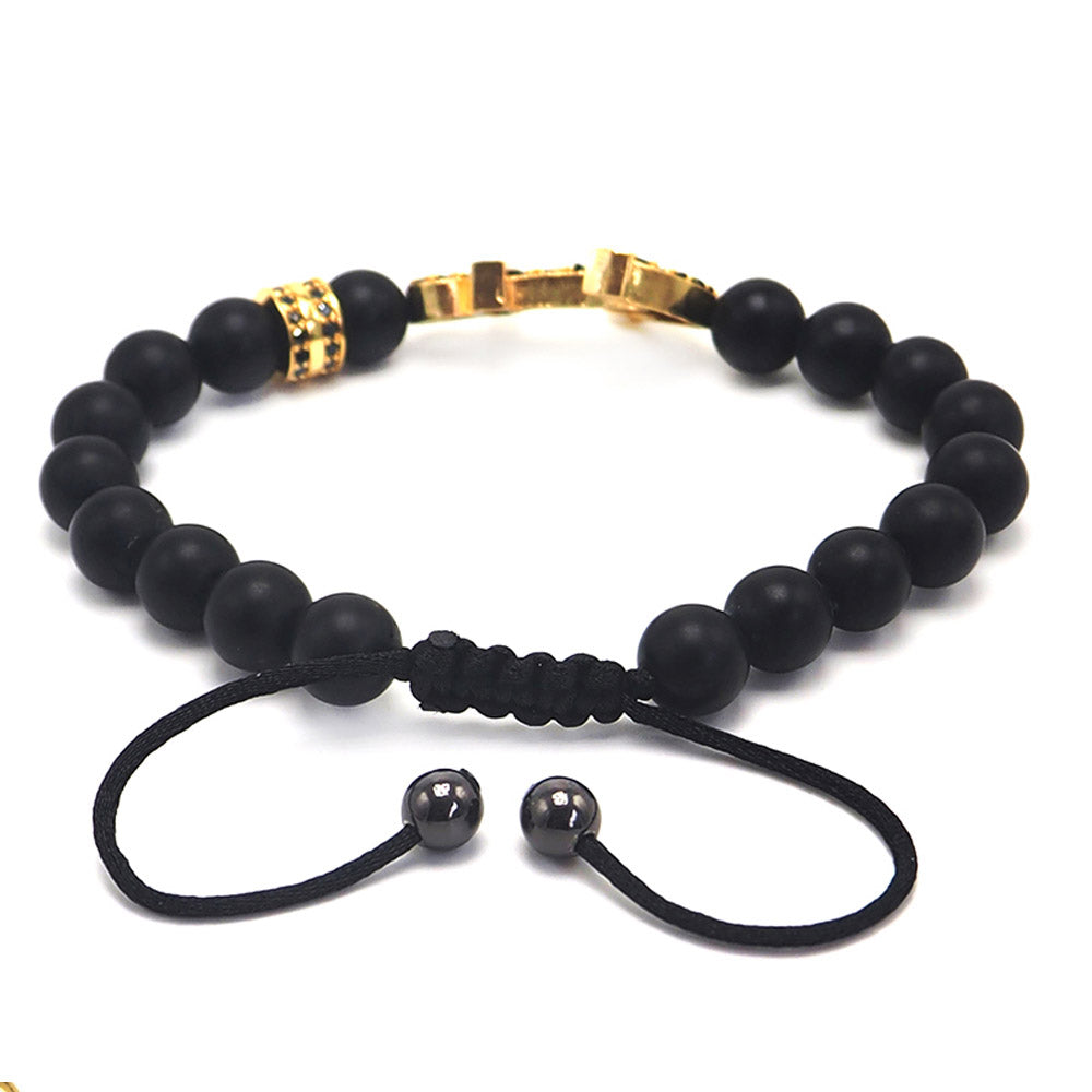 Black Lava Stone Gold Anchor Bracelet – Egard Watch Company